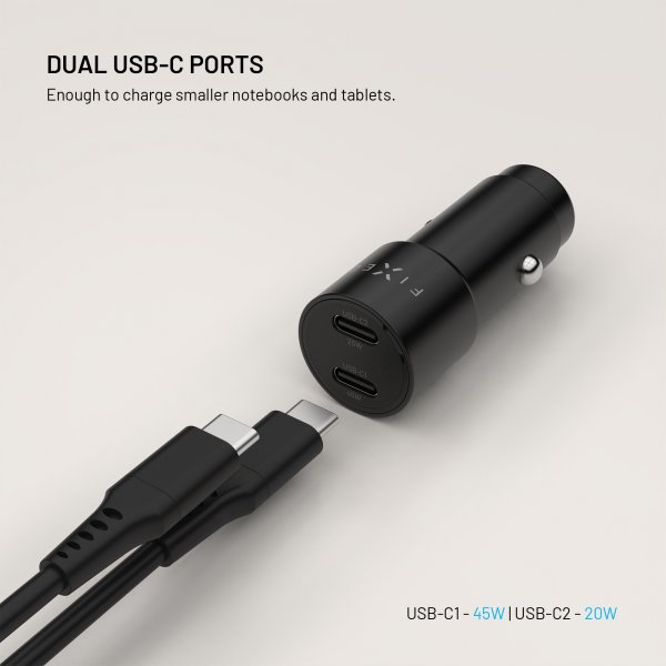 Fixed Billaddare PD 65 2xUSB-C 65W