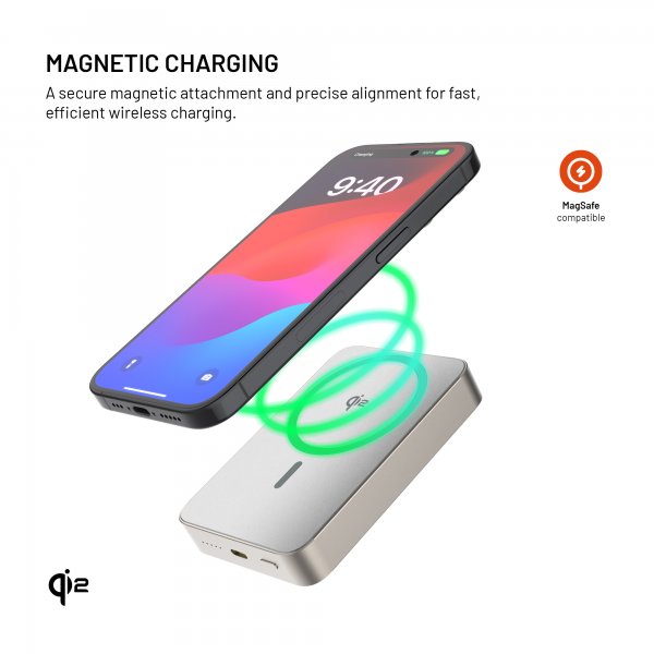 Fixed MagSafe Powerbank MagZen 10 Crystal Qi2 Titan