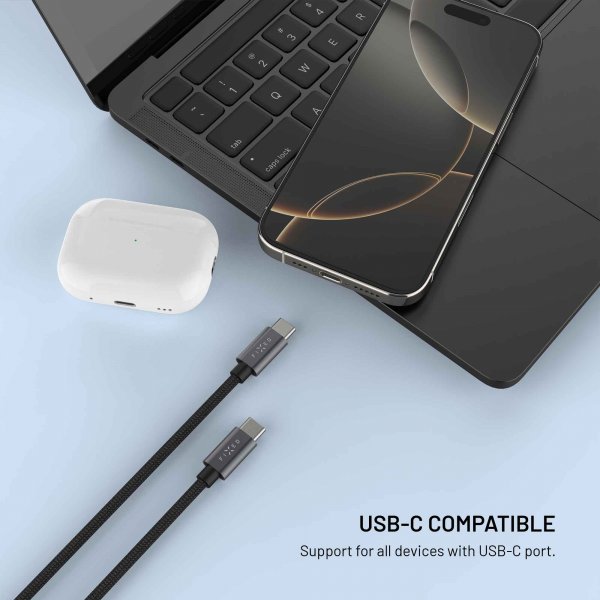 Fixed USB-C Kabel med Smartwatch-laddning 1.5m Svart