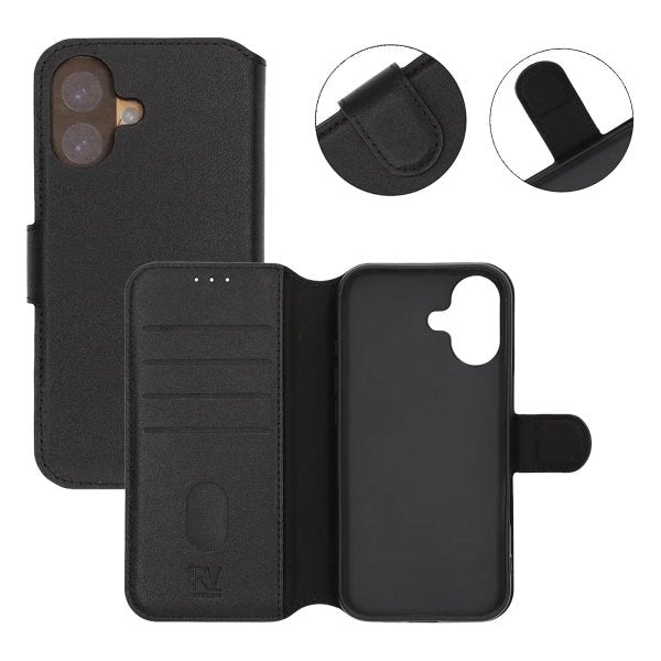 Rvelon iPhone 17 Fodral Äkta Läder Svart