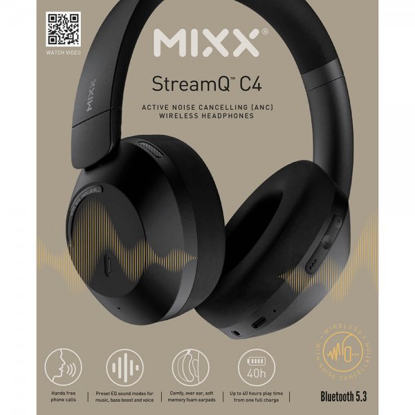 Mixx Hörlurar StreamQ C4 Over-Ear ANC Svart