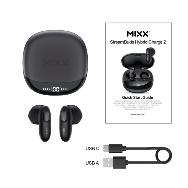 Mixx Trådlösa Hörlurar StreamBuds Hybrid Charge 2 Svart