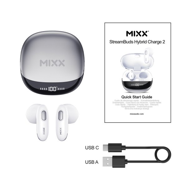 Mixx Trådlösa Hörlurar StreamBuds Hybrid Charge 2 Vit