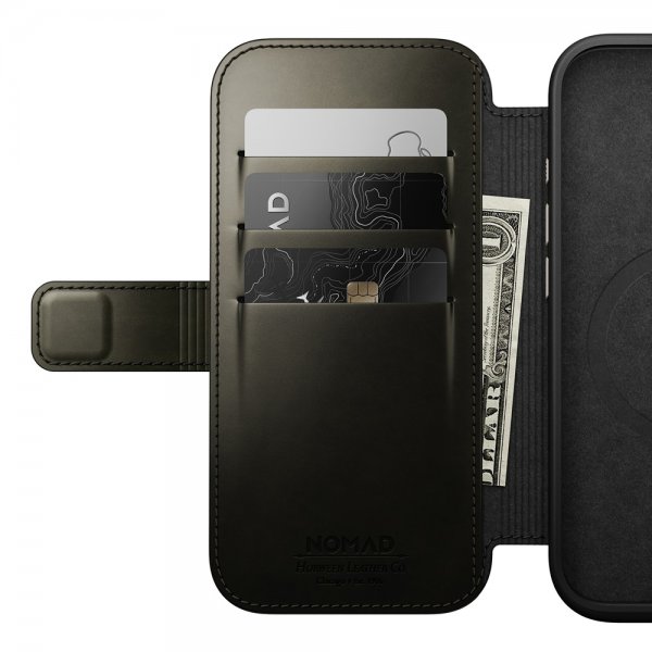 Nomad iPhone 16 Pro Fodral Modern Leather Folio Horween Green Chrome