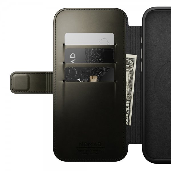 Nomad iPhone 16 Pro Max Fodral Modern Leather Folio Horween Green Chrome
