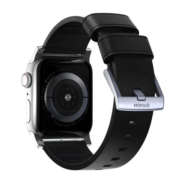 Nomad Apple Watch 44/45/46mm/Apple Watch Ultra Armband Active Band Pro Silver Hardware Svart