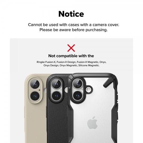Ringke iPhone 16/iPhone 16 Plus Kameraskydd Camera Protector Glass 2-pack