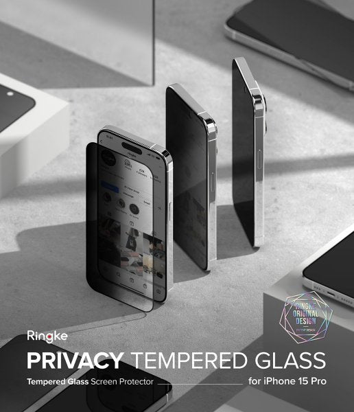 Ringke iPhone 15 Pro Skärmskydd Privacy Tempered Glass Installation Jig