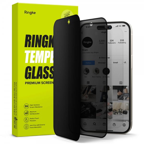 Ringke iPhone 15 Plus Skärmskydd Privacy Tempered Glass Installation Jig