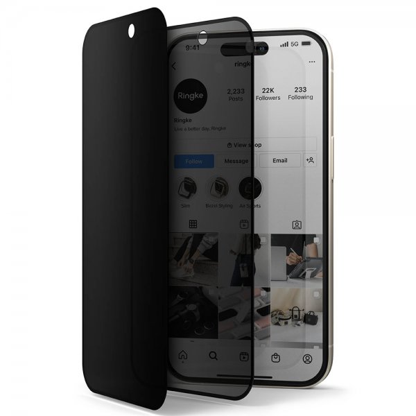 Ringke iPhone 15 Skärmskydd Privacy Tempered Glass Installation Jig