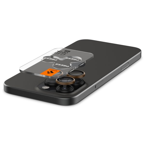 Spigen iPhone 16 Pro/Pro Max/17 Pro/Pro Max Kameraskydd GLAS.tR EZ Fit Optik Pro 2-pack Desert Titanium