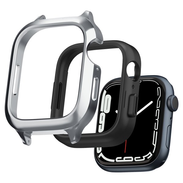 Spigen Apple Watch 45mm Skal med Armband Metal Fit Pro Silver