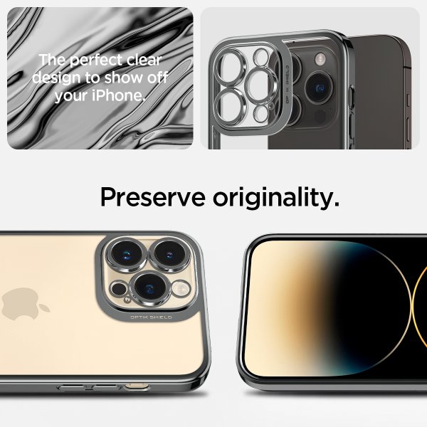 Spigen iPhone 14 Pro Skal Optik Crystal Chrome Gray