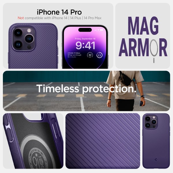 Spigen iPhone 14 Pro Skal Mag Armor MagFit Deep Purple