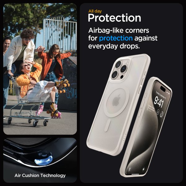 Spigen iPhone 15 Pro Skal Ultra Hybrid MagFit Frost Natural Titanium