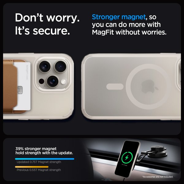 Spigen iPhone 15 Pro Skal Ultra Hybrid MagFit Frost Natural Titanium