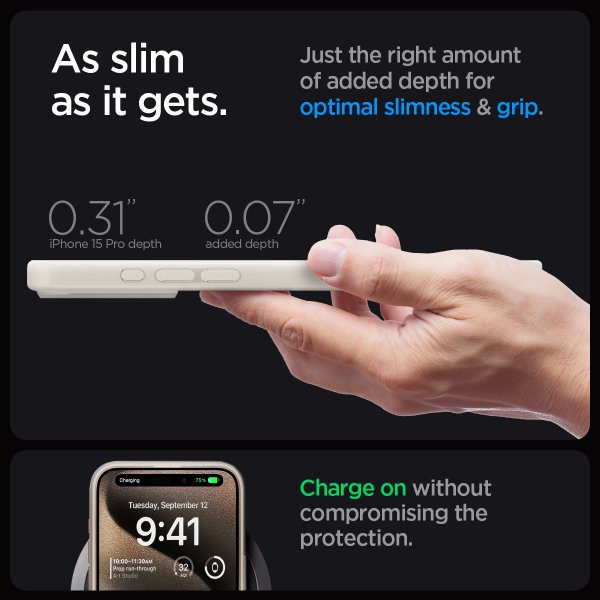 Spigen iPhone 15 Pro Skal Ultra Hybrid MagFit Frost Natural Titanium