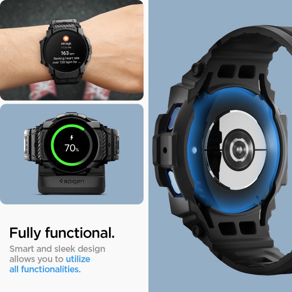 Spigen Samsung Galaxy Watch 7 40mm Armband och Skal Rugged Armor Pro Matte Black