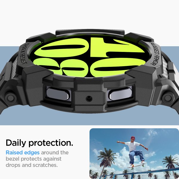 Spigen Samsung Galaxy Watch 7 40mm Armband och Skal Rugged Armor Pro Matte Black
