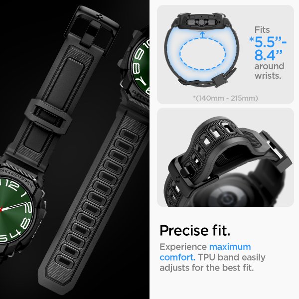 Spigen Samsung Galaxy Watch Ultra Armband och Skal Rugged Armor Pro Matte Black
