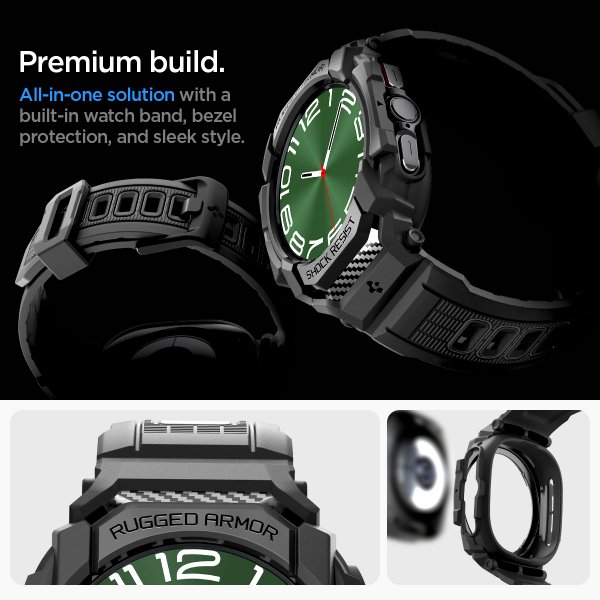 Spigen Samsung Galaxy Watch Ultra Armband och Skal Rugged Armor Pro Matte Black