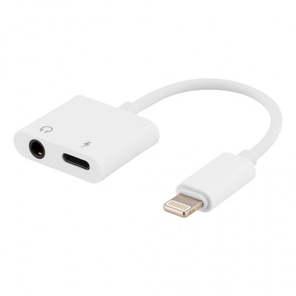 Deltaco Adapter Lightning till 3.5mm Vit