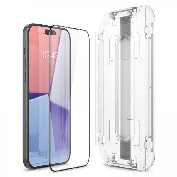 Spigen iPhone 15 Plus Skärmskydd GLAS.tR EZ Fit FC Svart 2-pack