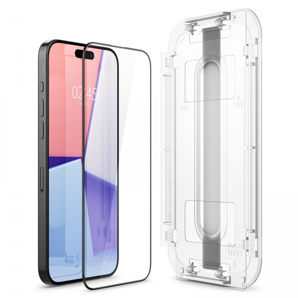 Spigen iPhone 15 Pro Skärmskydd GLAS.tR EZ Fit FC Svart 2-pack
