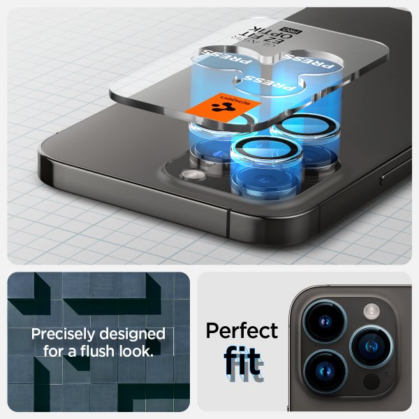 Spigen iPhone 14/15/16/17 Pro & Pro Max Kameraskydd GLAS.tR EZ Fit Optik Pro 2-pack Crystal Clear