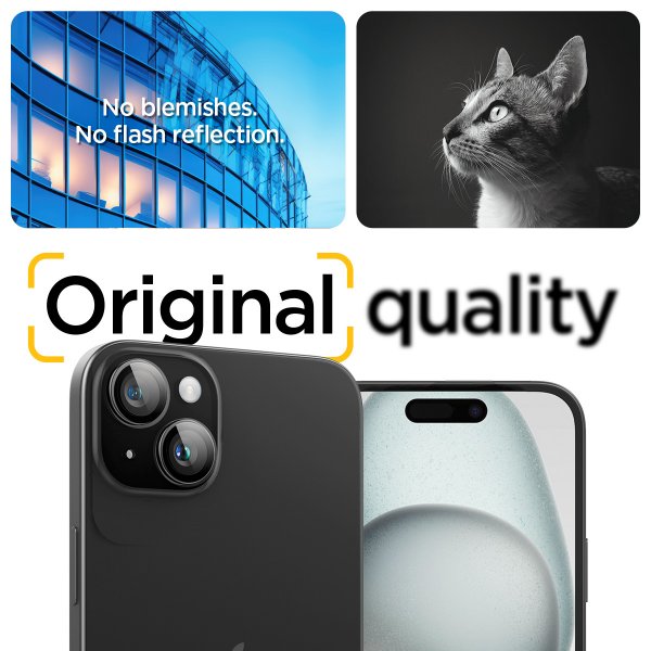 Spigen iPhone 14/15/14 Plus/15 Plus Kameraskydd GLAS.tR EZ Fit Optik Pro Crystal Clear 2-pack