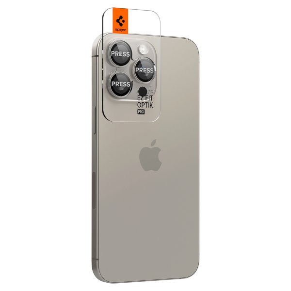 Spigen iPhone 15 Pro/iPhone 15 Pro Max Kameraskydd GLAS.tR EZ Fit Optik Pro 2-pack Natural Titanium