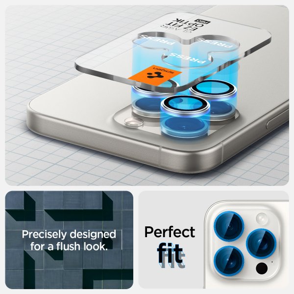 Spigen iPhone 15 Pro/iPhone 15 Pro Max Kameraskydd GLAS.tR EZ Fit Optik Pro 2-pack White Titanium
