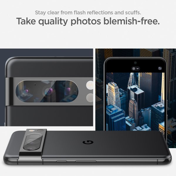 Spigen Google Pixel 8 Pro Kameraskydd Glas.tR EZ Fit Optik Crystal Clear 2-pack