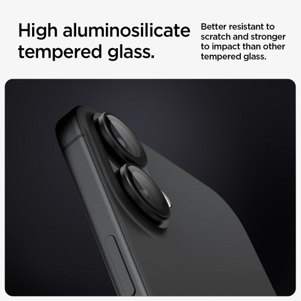 Spigen iPhone 16/iPhone 16 Plus Kameraskydd GLAS.tR EZ Fit Optik Pro 2-pack Svart