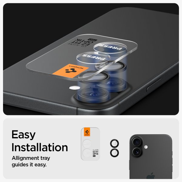 Spigen iPhone 16/iPhone 16 Plus Kameraskydd GLAS.tR EZ Fit Optik Pro 2-pack Svart