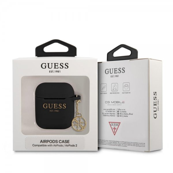 Guess AirPods 1/2 Skal Classic Logo 4G Charm Svart