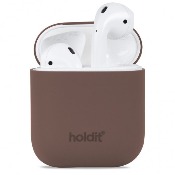 holdit AirPods (1/2) Skal Silikon Nygård Dark Brown
