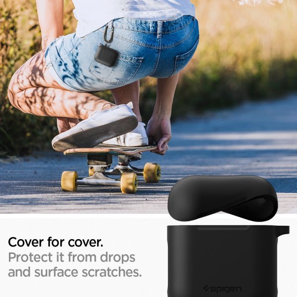 Spigen AirPods 1/2 Skal Silicone Case Svart