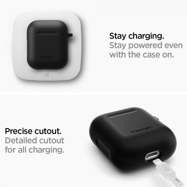 Spigen AirPods 1/2 Skal Silicone Case Svart