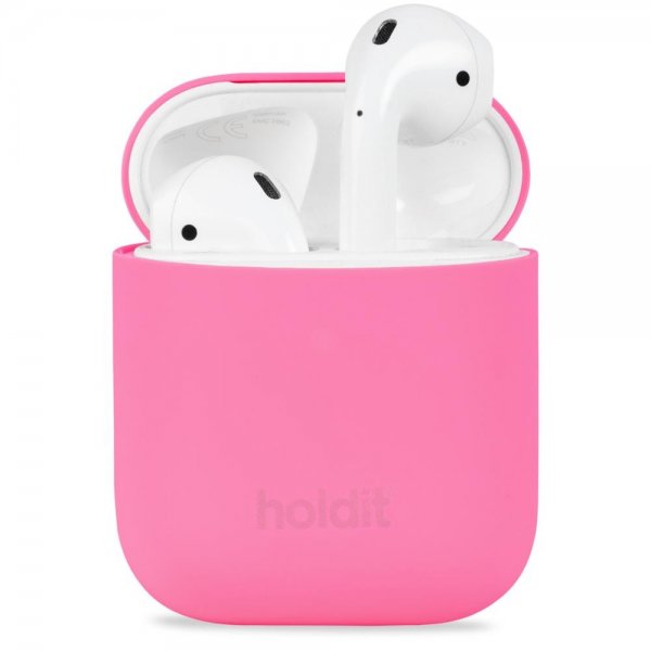 holdit AirPods 1/2 Skal Silikon Bright Pink