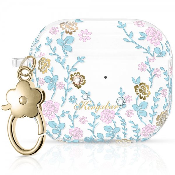 Kingxbar AirPods 3 Skal Flora Series Rosa Blå