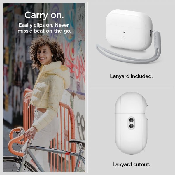 Spigen AirPods Pro 2 Skal Silicone Fit + Strap Vit