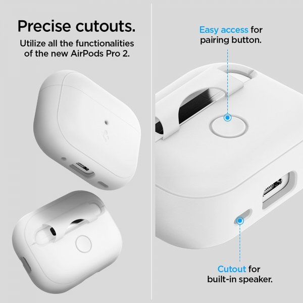 Spigen AirPods Pro 2 Skal Silicone Fit + Strap Vit