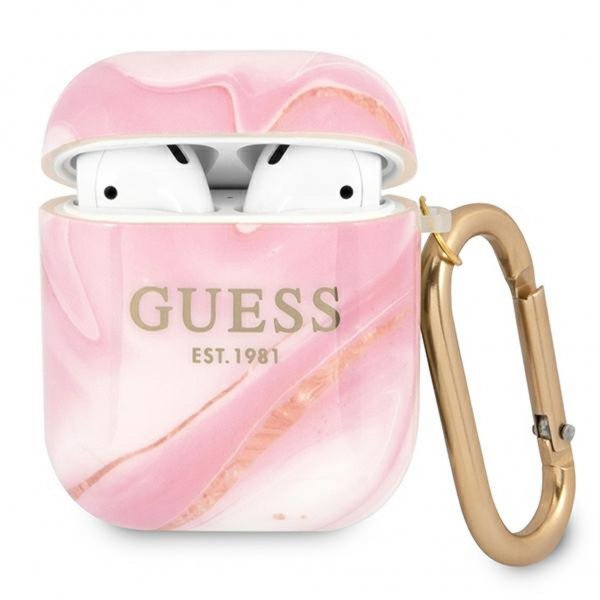 Guess AirPods (1/2) Skal Shiny Marble Rosa