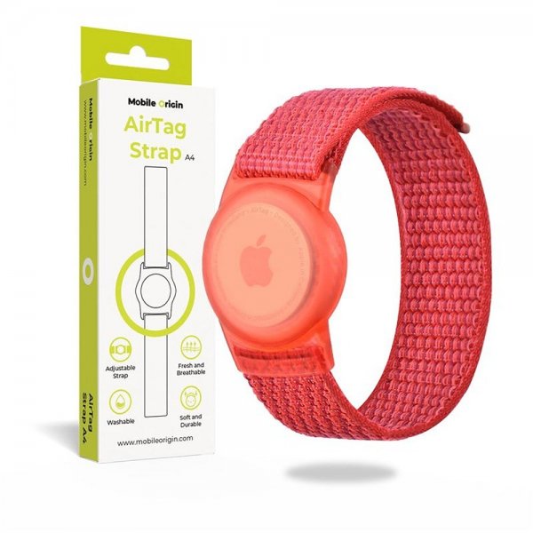 Mobile Origin AirTag Armband Nylon Röd