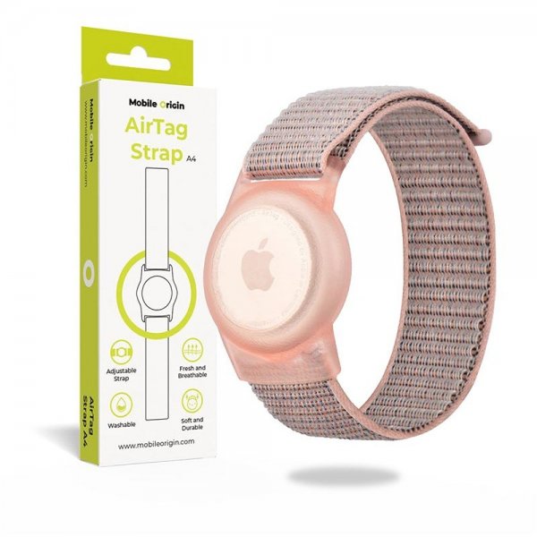 Mobile Origin AirTag Armband Nylon Rosa