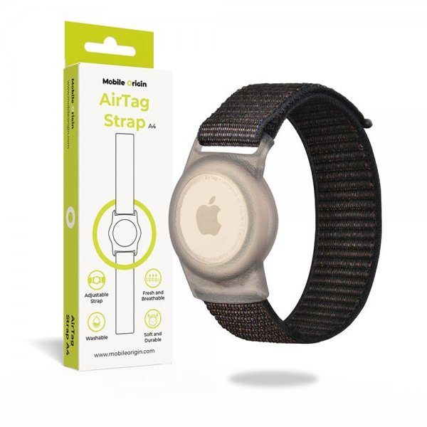 Mobile Origin AirTag Armband Nylon Svart