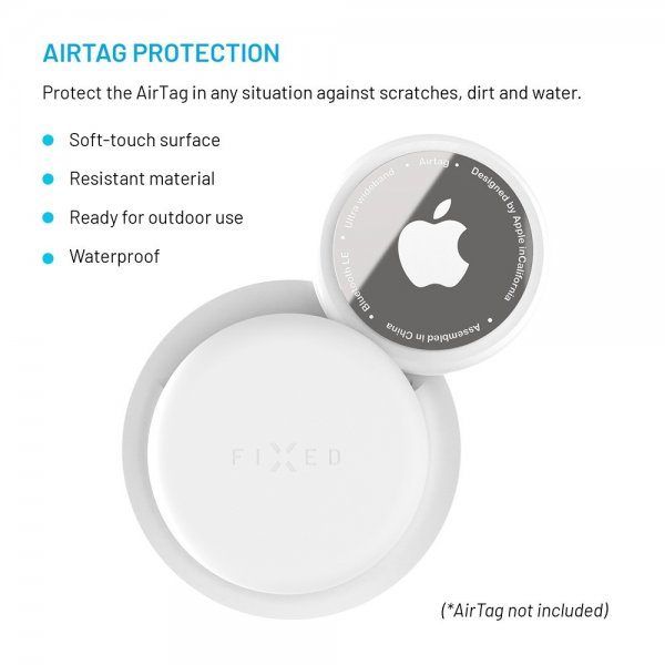 Fixed AirTag Hållare Silky Sticker 2-pack Vit