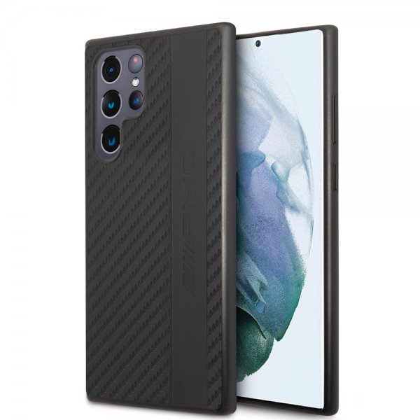 AMG Samsung Galaxy S22 Ultra Skal Leather Stripe Carbon Svart
