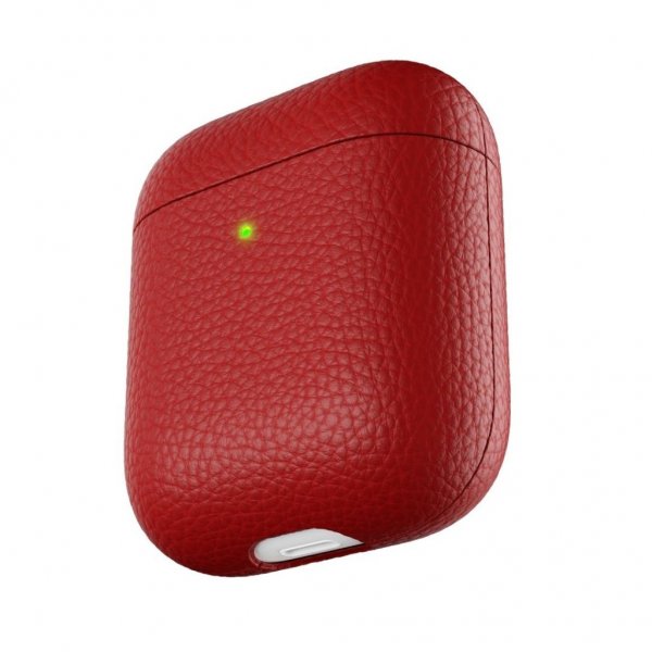 KeyBudz AirPods (1/2) Skal PodSkinz Äkta Läder Röd